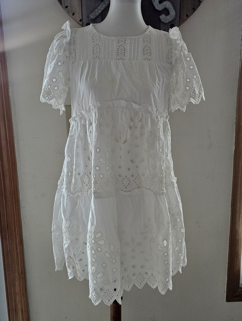 Sea New York XS White Eyelet Babydoll Dress